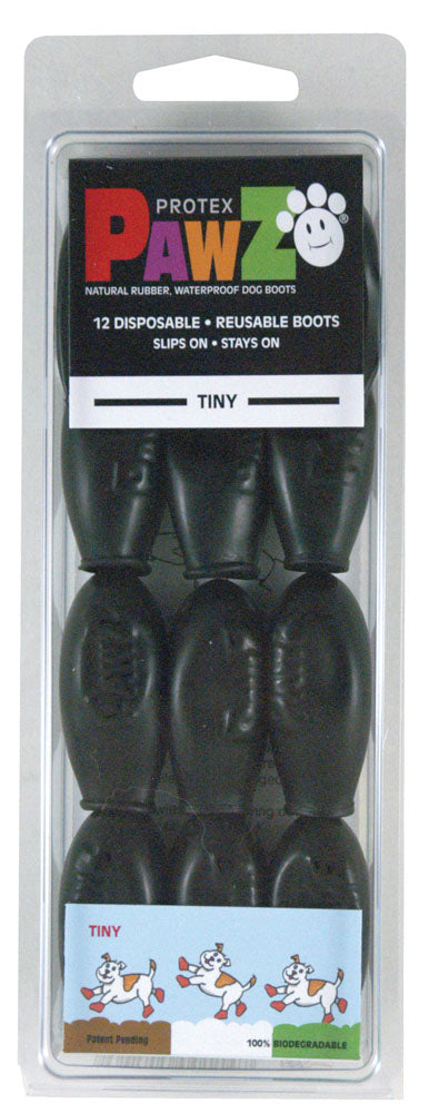 Pawz Bottes en Caoutchouc pour chien Noir paquet de 12