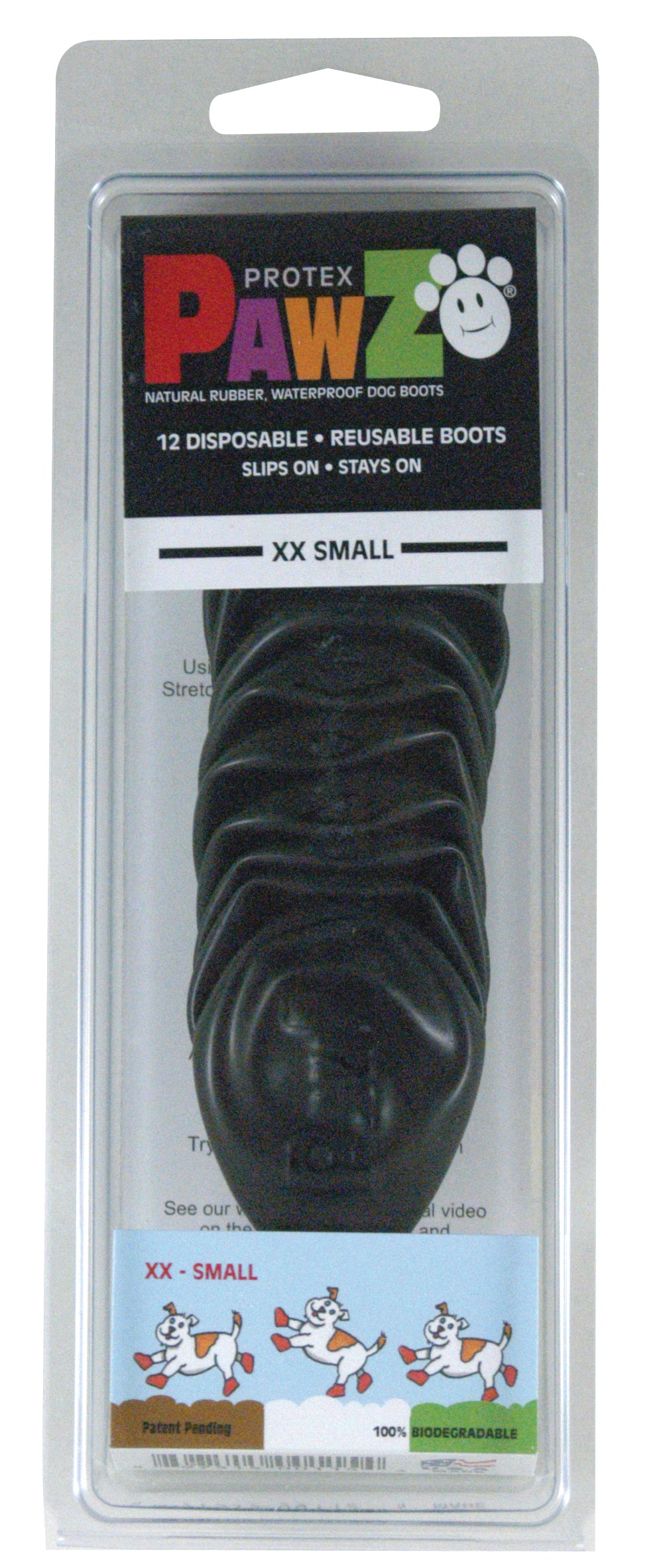 Pawz Bottes en Caoutchouc pour chien Noir paquet de 12