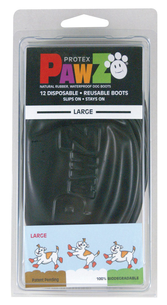 Pawz Bottes en Caoutchouc pour chien Noir paquet de 12