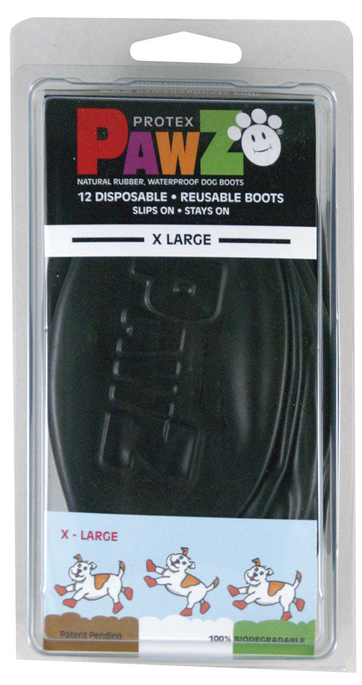 Pawz Bottes en Caoutchouc pour chien Noir paquet de 12