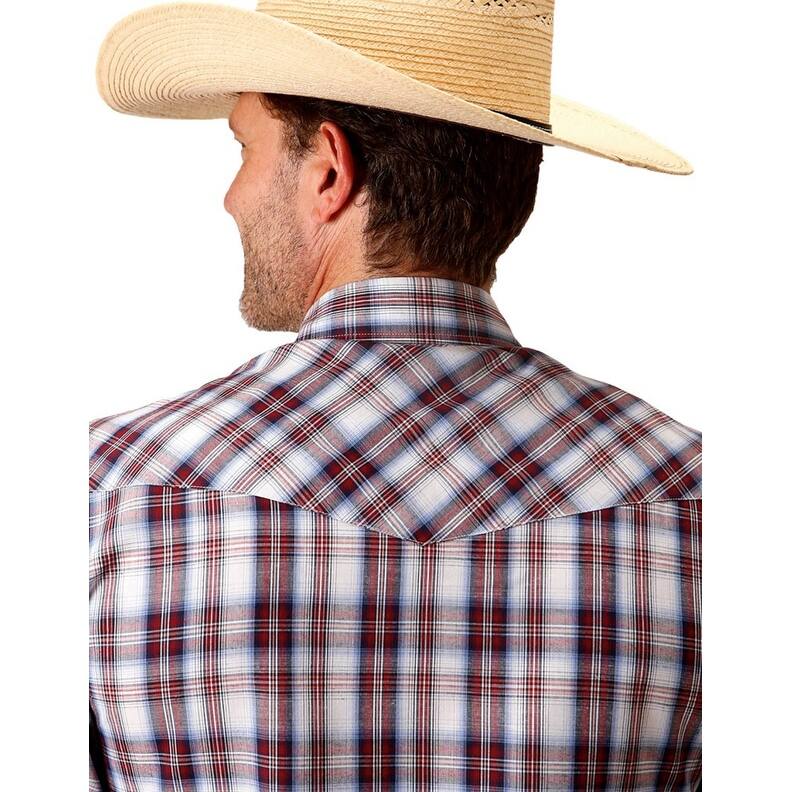 Roper Chemise western homme à manches longues – couleur vin teint