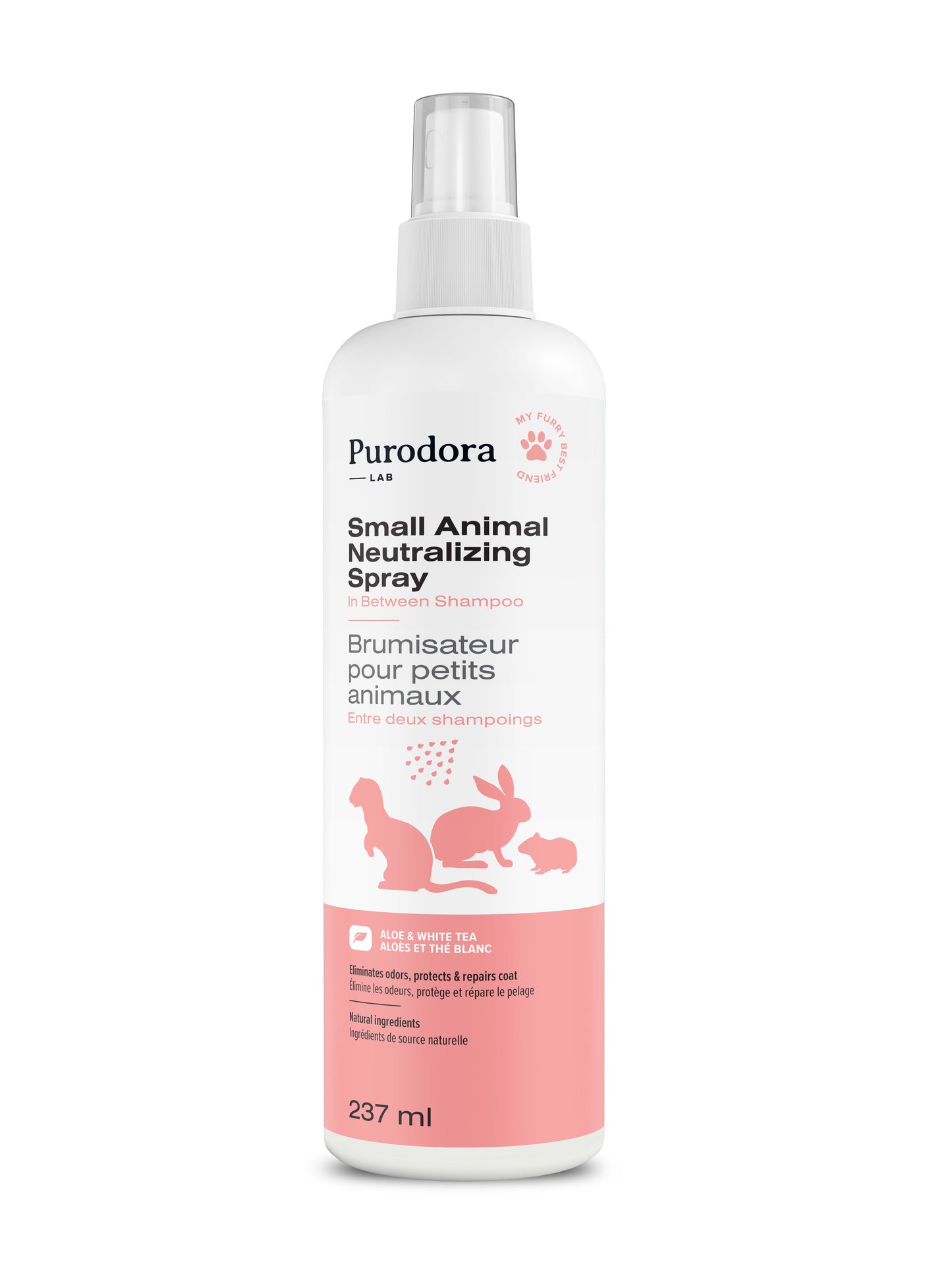 Purodora Lab, Brumisateur Pour Petits Animaux, Aloès Et Thé Blanc 237ml
