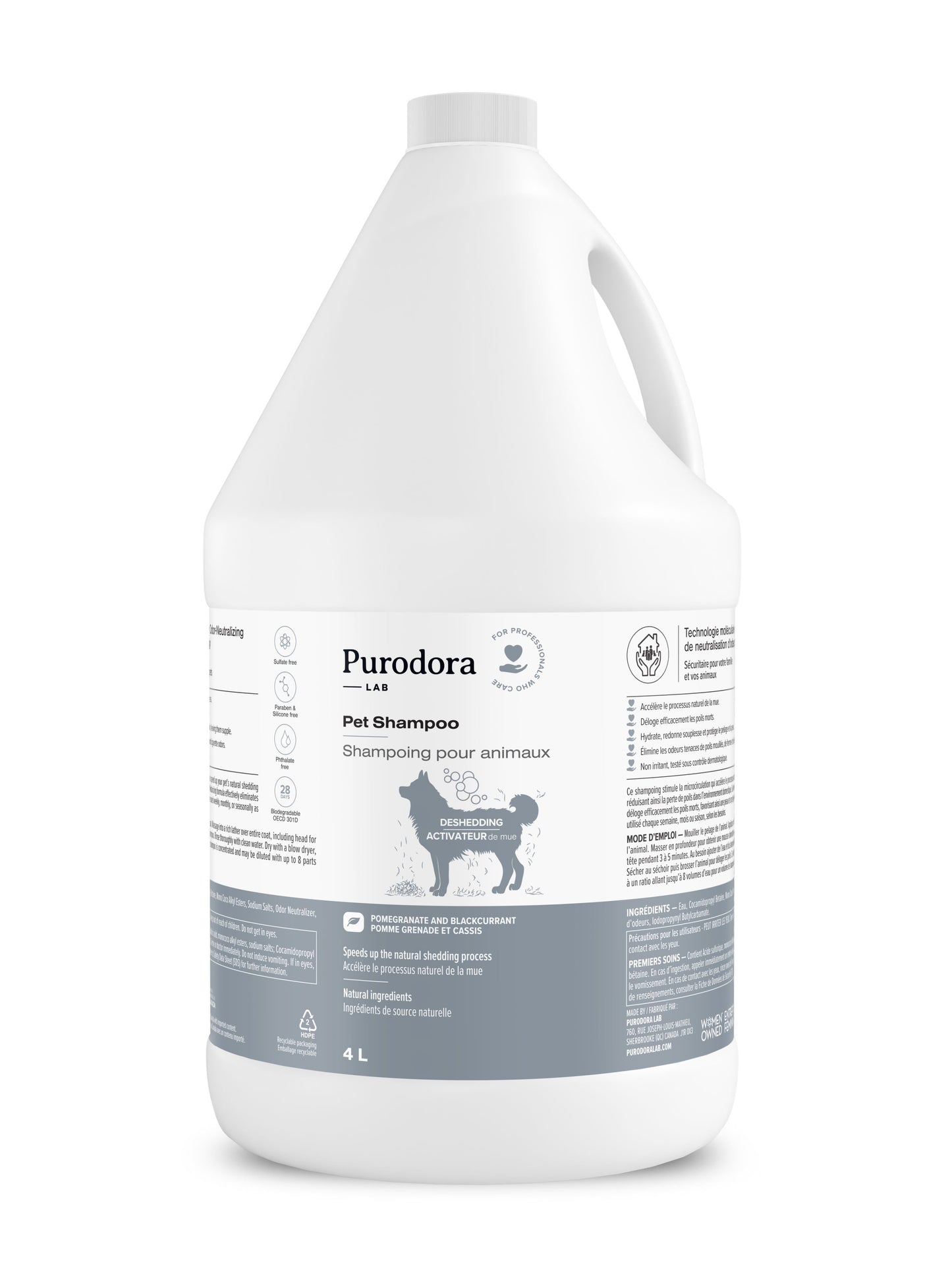 Purodora Lab, Shampoing Pour Chien, Activateur De Mue 4 Litres