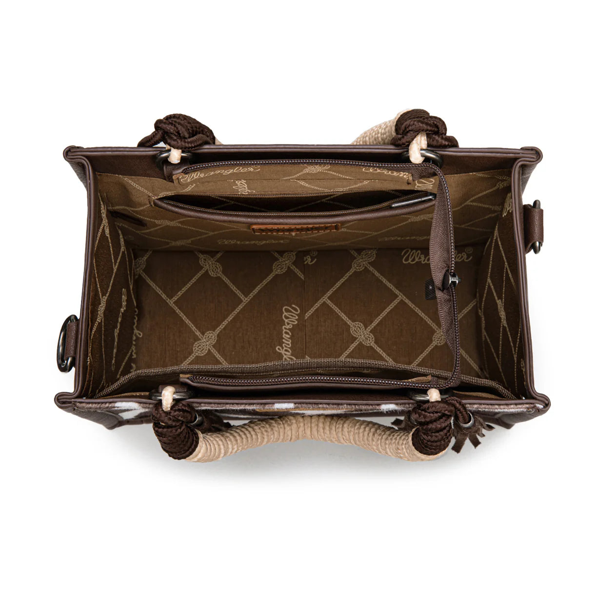 Sac cabas/bandoulière Wrangler à motif vache - Café