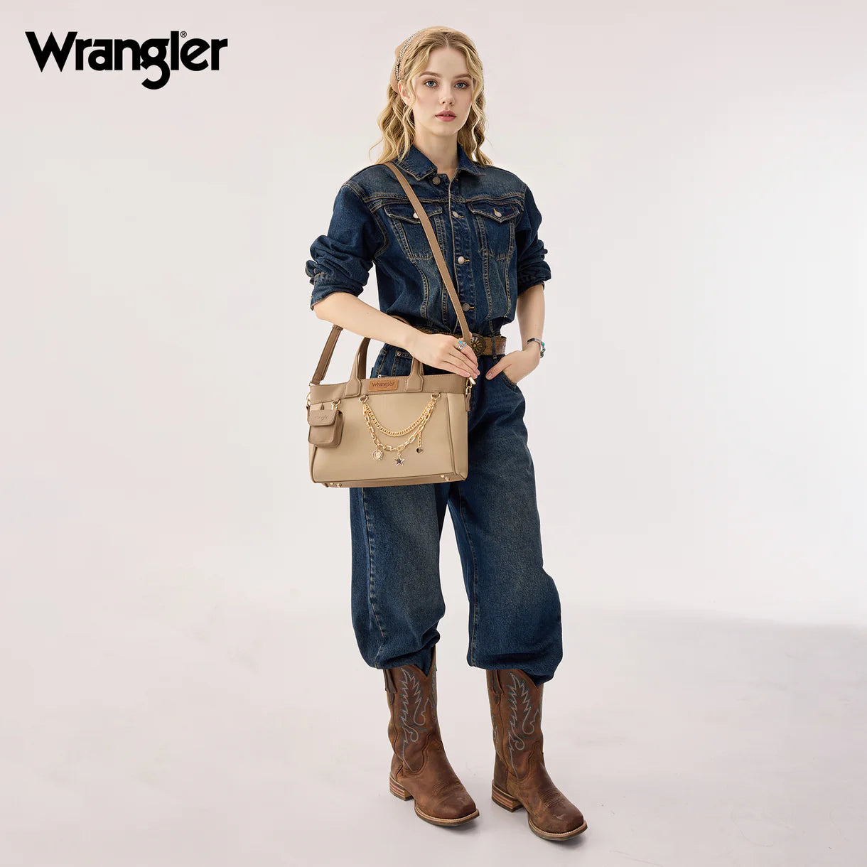 Sac cabas Wrangler avec breloque chaîne et mini-pochette - Kaki