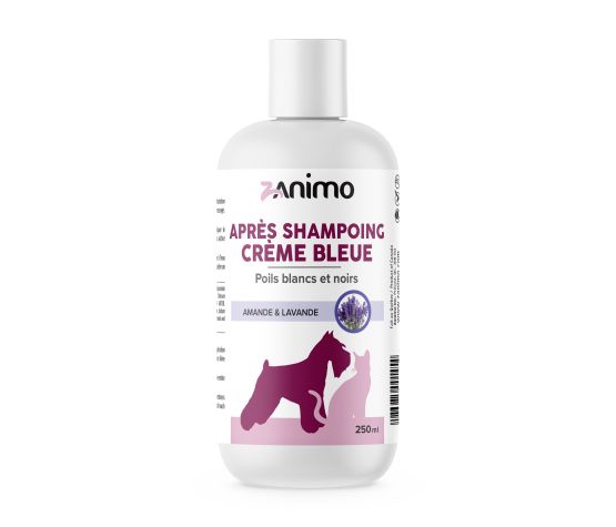 Zanimo Après-shampoing Bleu, Pour Poils Blancs Et Noirs,- Amande & Lavande 125ml
