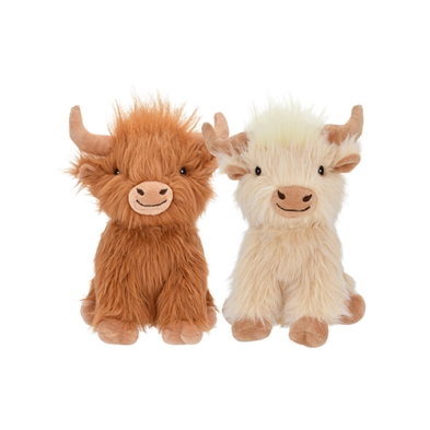 Jouet pour chien Multipet™ Vache des Highlands, marron et crème assortis, 20 cm