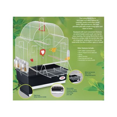 Cage Dorm Living World pour petits oiseaux, l. 49,5 x P. 30 x H. 69 cm (19,5 x 11,8 x 27,2 po)