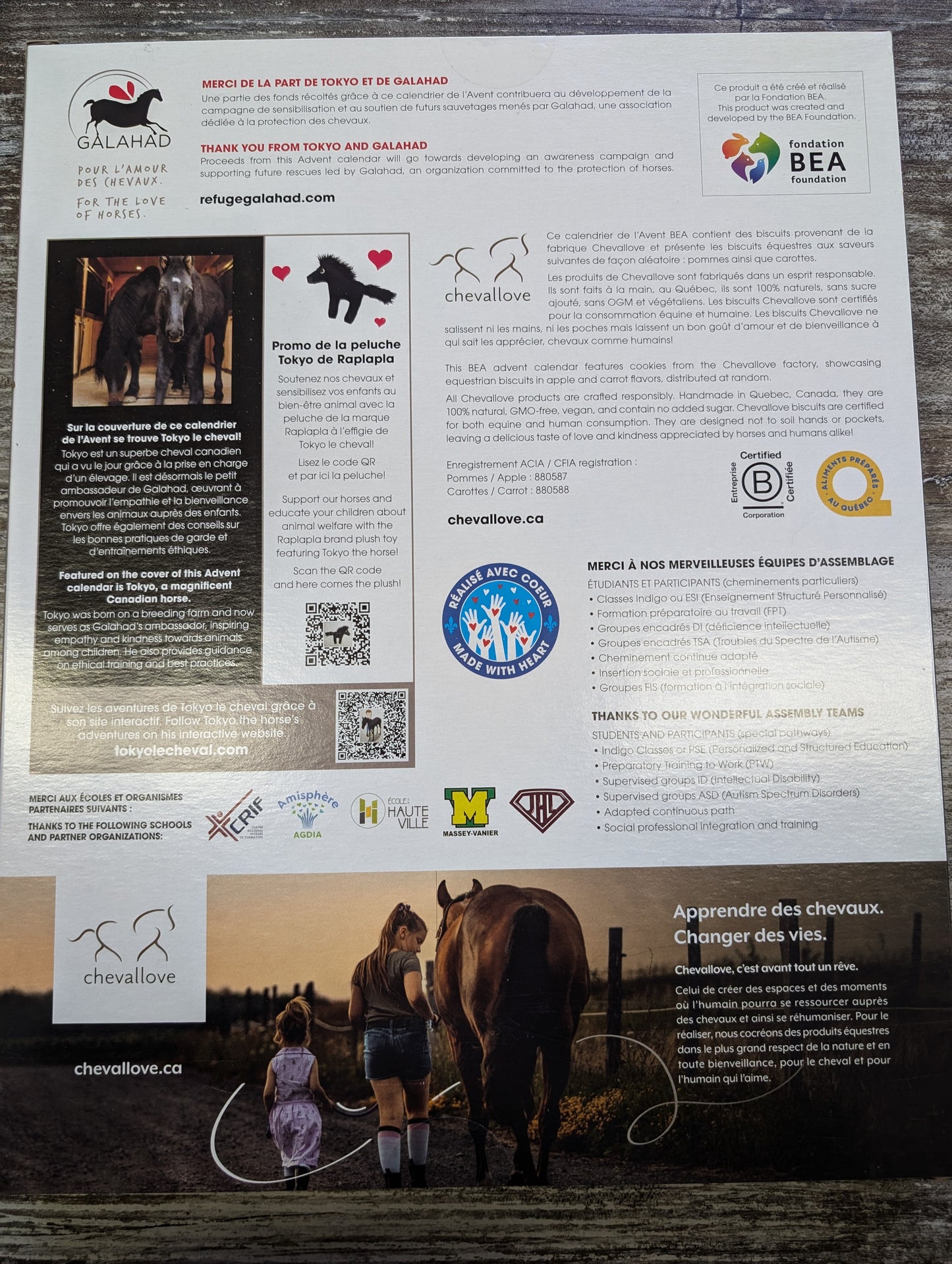 Calendrier de l'Avent pour Cheval de la fondation BEA