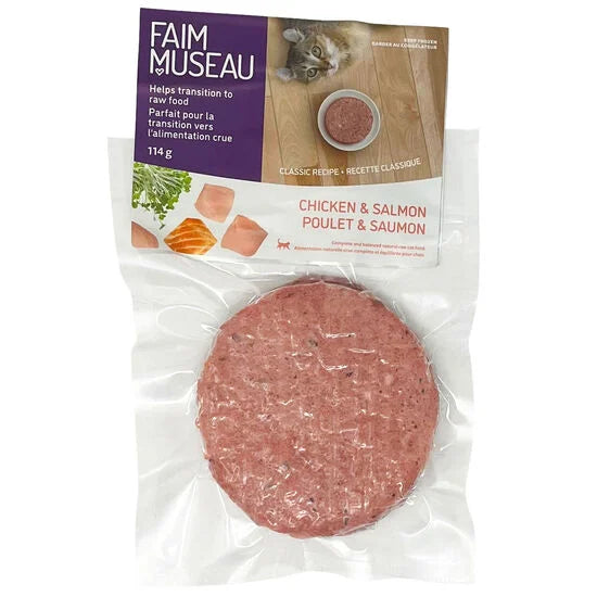 Faim Museau Échantillon Chat Poulet & Saumon 114G