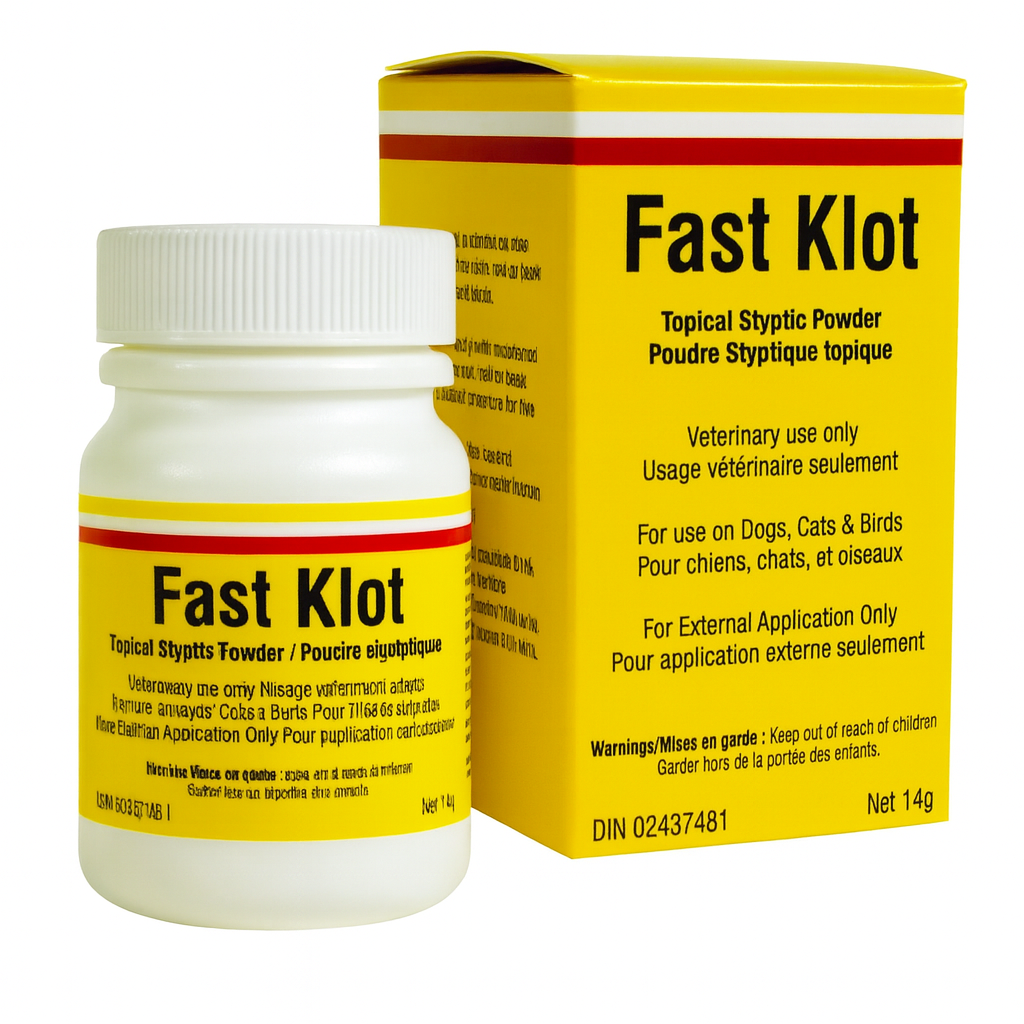 Poudre hémostatique topique Fast Klot pour chats, chiens et oiseaux 14 G