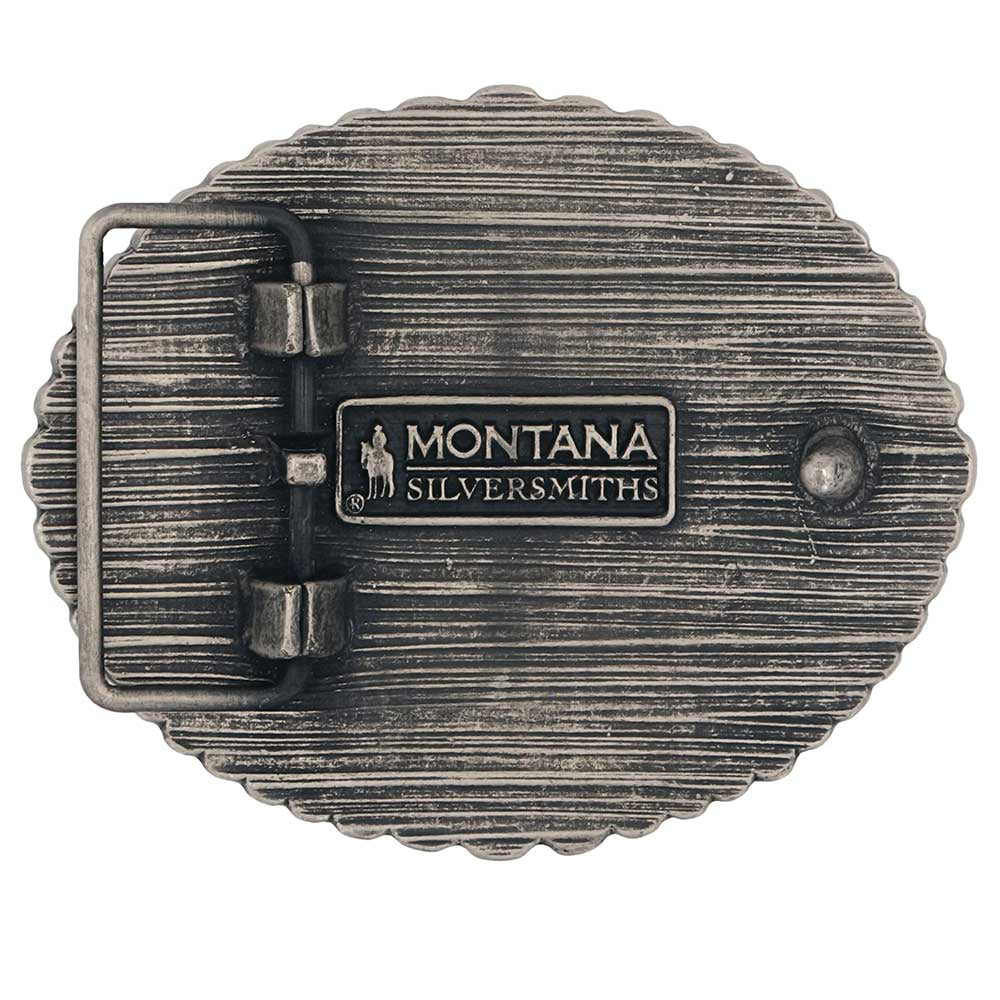 Montana Silversmiths - Boucle rustique en fil barbelé Longhorn
