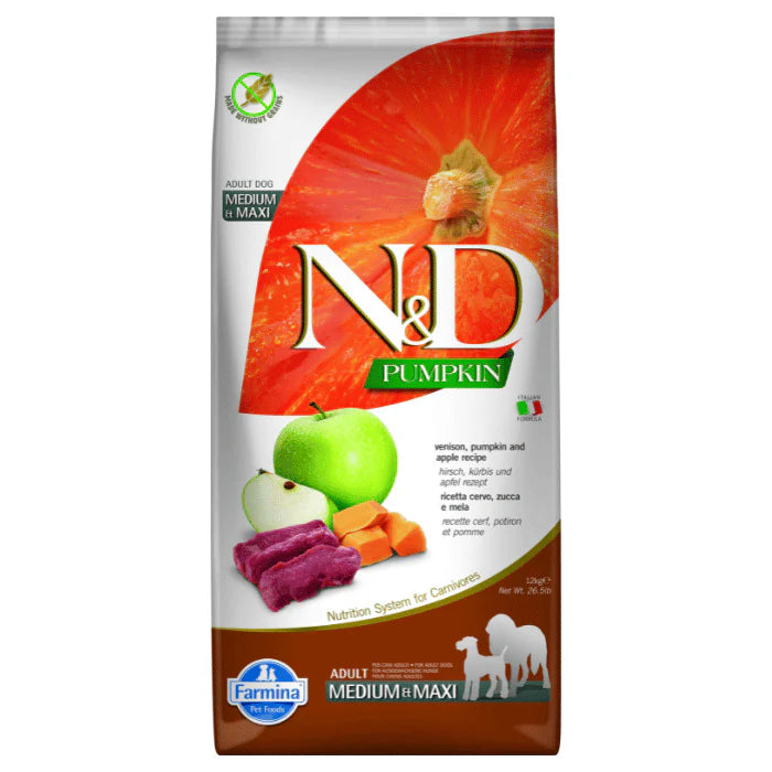 Farmina N&D Citrouille Sg Chien Cerf&Pomme Moyen/Grand 26.4L