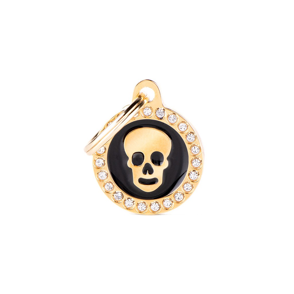 Medaille Black Circle Glam Skull Gold