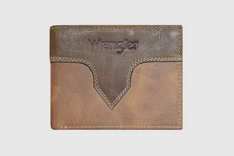 Wrangler Portefeuille homme en cuir – Tan