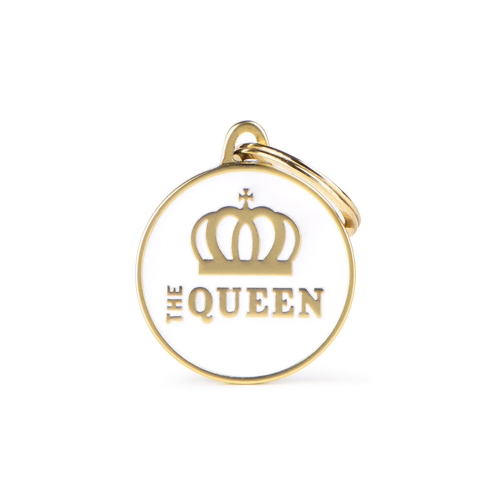 Médaille Charms "The Queen" Blanc Satiné