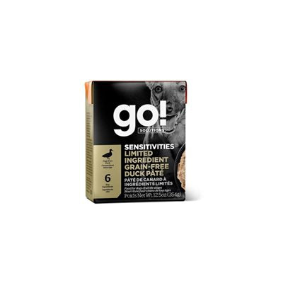 Petcurean Go! Chien Tetra Pak Sensitivities Lid Sans Grains Pâté De Canard 12,5oz