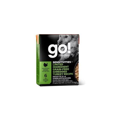 Petcurean Go! Chien Tetra Pak Sensitivities Lid Sans Grains Dinde Hachée 12.5Oz