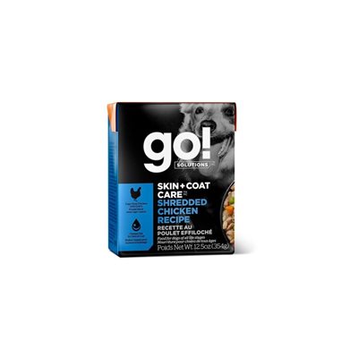 Go! Chien Tetra Pak Peau+Poils Poulet Hache 12.5Oz