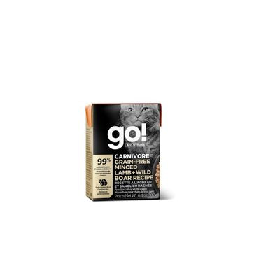 Petcurean Go! Chat Tetra Pak Carnivore Sans Grains Agneau Haché & Sanglier Sauvage 6.4oz