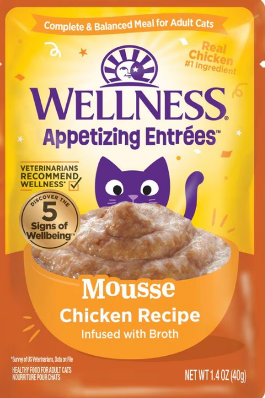 Wellness® Entrées Savoureuses™ – Mousse au Poulet infusée au Bouillon – Nourriture humide pour chat – 40 g