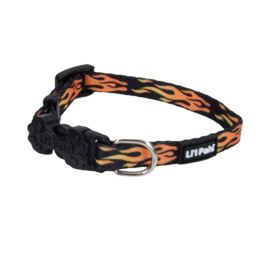 Li’l Pals collier ajustable Noir et Flammes 5/16'' X 8-12