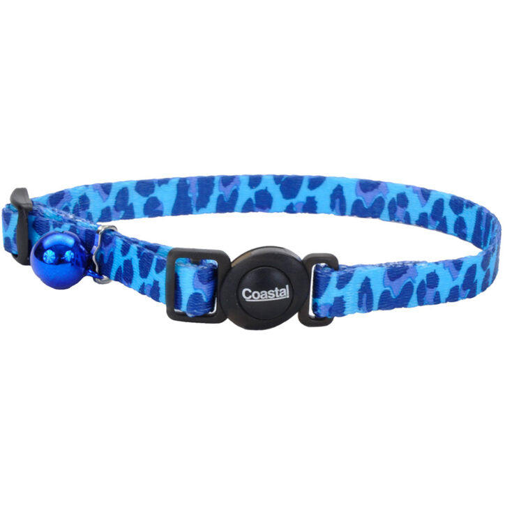 Coastal Safe Cat collier ajustable Bleu Léopard 3/8 X 8-12''