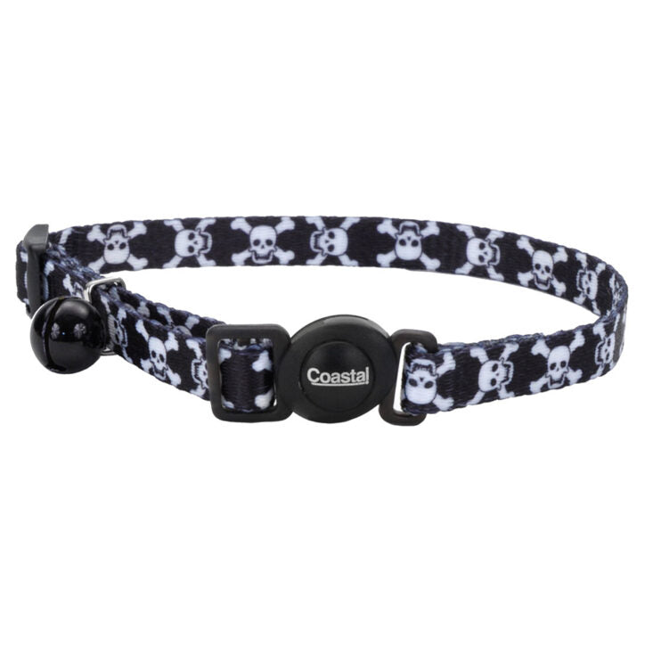 Coastal Safe Cat collier ajustable Noir et Têtes de mort 3/8 X 8-12''