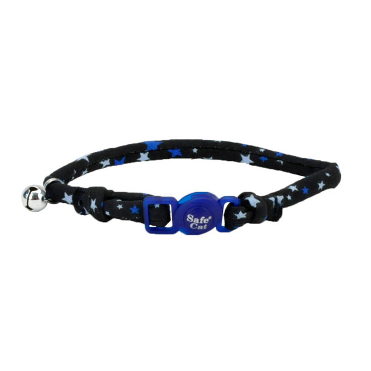 Coastal Safe Cat Collier Rond Noir et Étoiles 8-12"