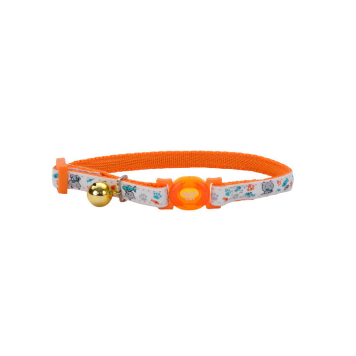Safe Cat collier ajustable qui brille dans le noir Orange brillant et chat 3/8'' X 8-12''