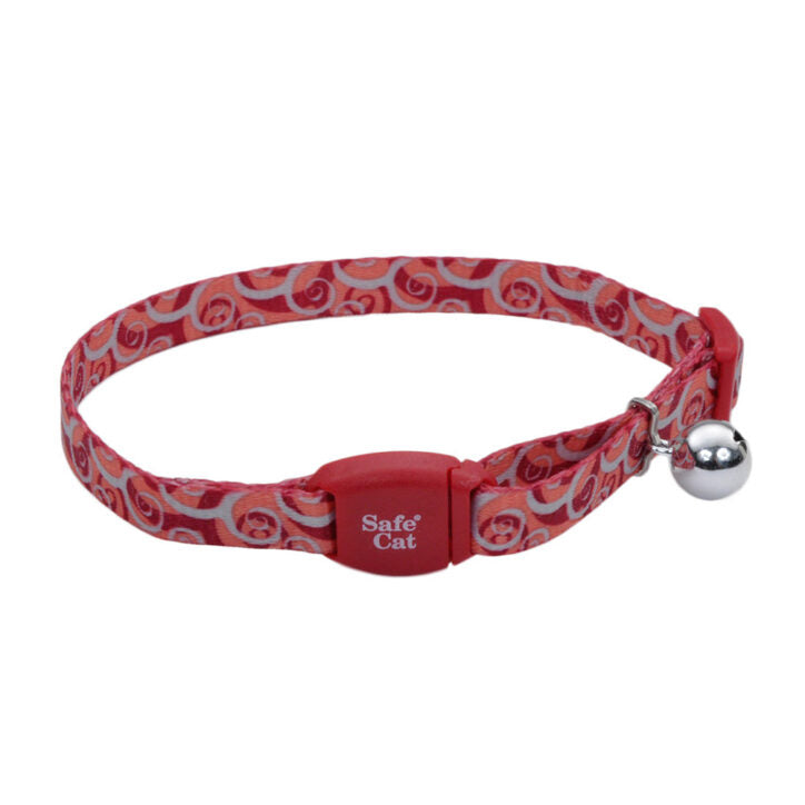 Coastal Safe Cat Collier en nylon ajustable avec boucle magnétique 3/8X8-12'' Grenade et tourbillons