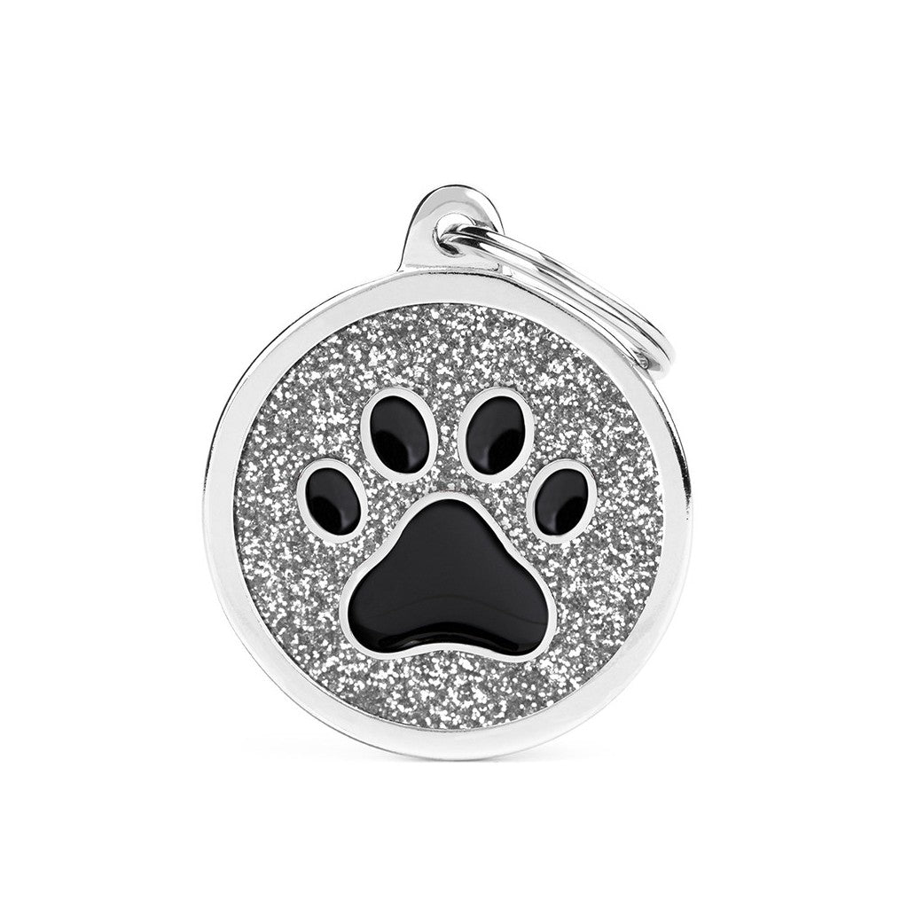 Medaille Grey Big Gliter Circle Black Paw