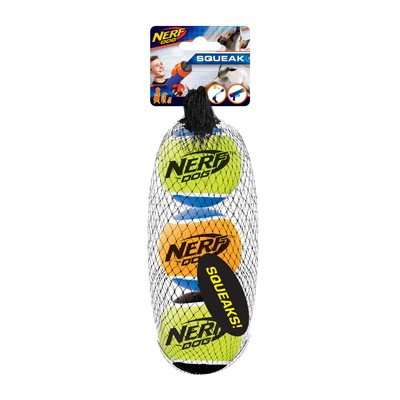 Balles de tennis sonores Nerf Dog, moyennes, 6,4 cm (2,5 po), paquet de 3