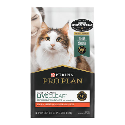 Pro Plan LiveClear Réduit les Allergènes Formule Saumon et Riz Nourriture Sèche pour Chats 7.26Kg