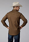 Roper Chemise western homme manches longues – Broadcloth uni avec passepoil et broderies