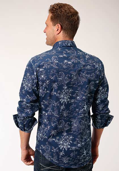Roper Chemise western homme The Tropics Print – Bleu