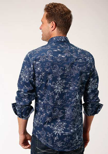 Roper Chemise western homme The Tropics Print – Bleu