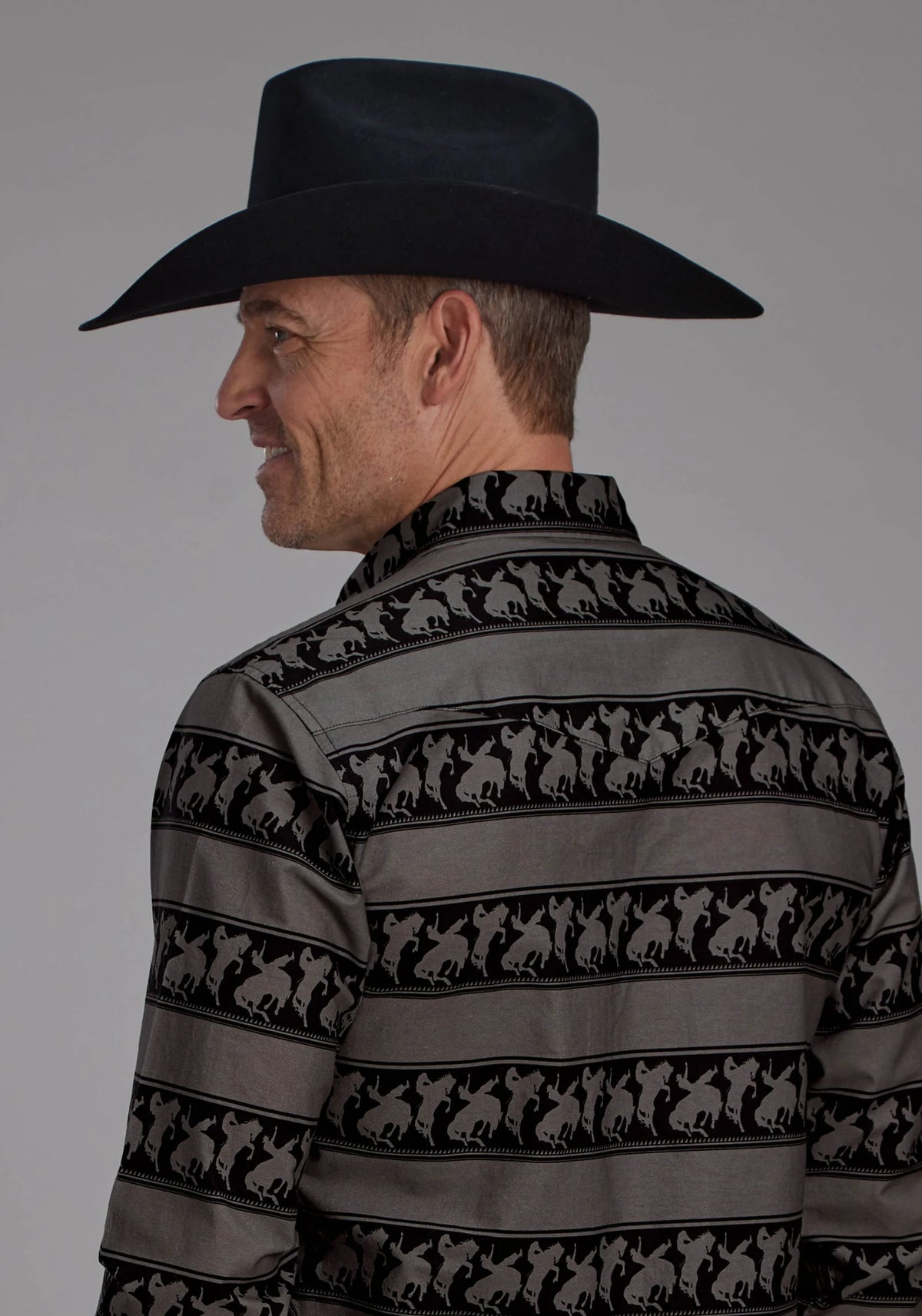 Roper Chemise western homme à rayures horizontales style rodeo à manches longues avec boutons-pression