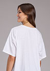 Tin Haul T-shirt manches courtes pour femmes – 2449 White Cotton Slub Jersey  Tricot imprimé avec motifs fantaisie, appliqués et broderies  Manches courtes (S/S)  Jersey coton à fil flammé (Slub Cotton Jersey)