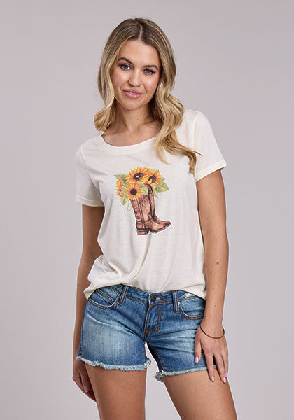 Tin Haul T-shirt manches courtes pour femmes – 2866 P/R Jersey  Tricot imprimé avec motifs fantaisie, appliqués et broderies  Manches courtes (S/S)  Encolure ronde (Crew Neck)