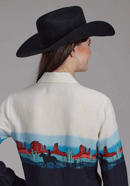 Roper Chemise western femme à manches longues en rayonne imprimée avec boutons-pression