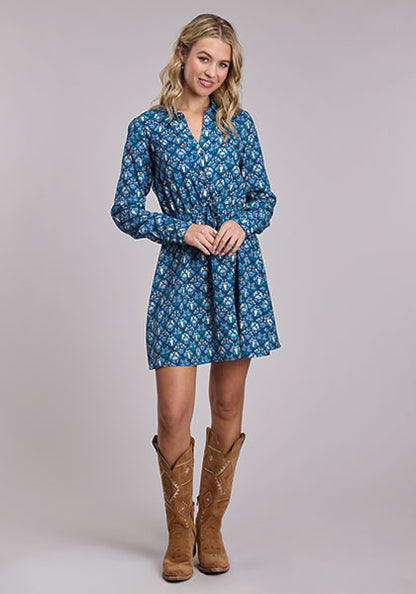 Robe chemise western Pour Femme - Bleu