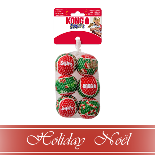 Jouet pour chien Kong® HOLIDAY SqueakAir® Balls, format petit (paquet de 6)