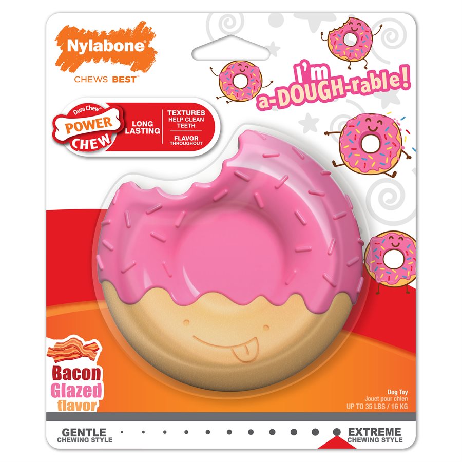 Nylabone Os Durable Beignet Glacé Saveur de Bacon Moyen