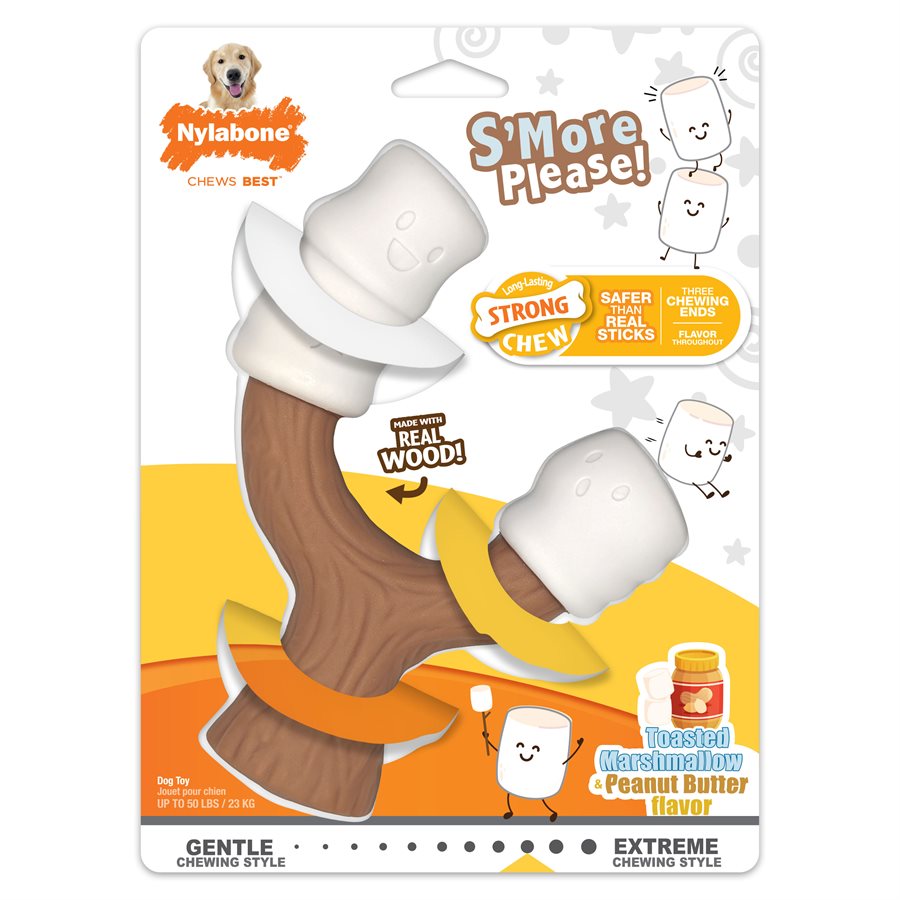 Nylabone Os Puissant Bâton avec Guimauves Saveur Beurre d'Arachides Grand