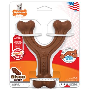 Nylabone Os Puissant en Forme de Wishbone Saveur de Bison Régulier