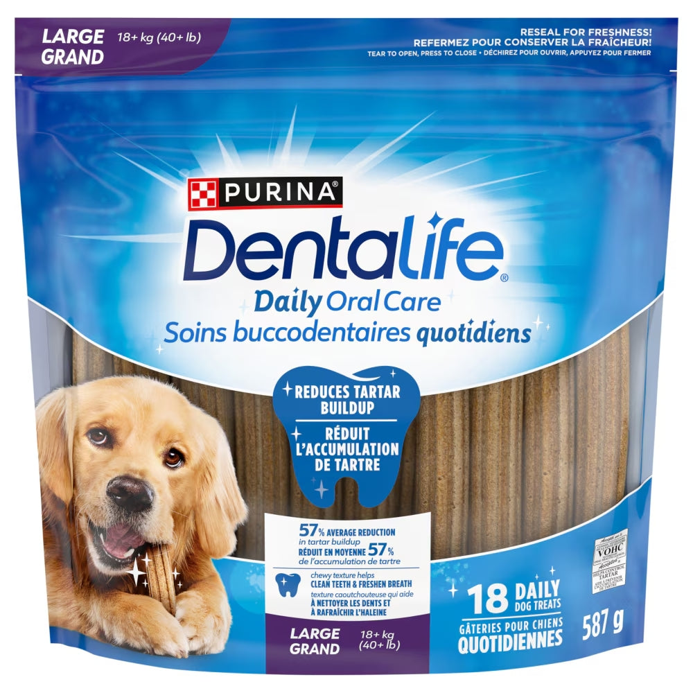 Purina Dentalife Gâteries à mâcher pour chiens pour les soins buccodentaires quotidiens pour grandes races