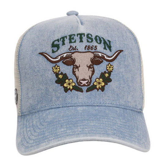 CASQUETTE STETSON TRUCKER LONGHORN AVEC BRODERIE FLORALE