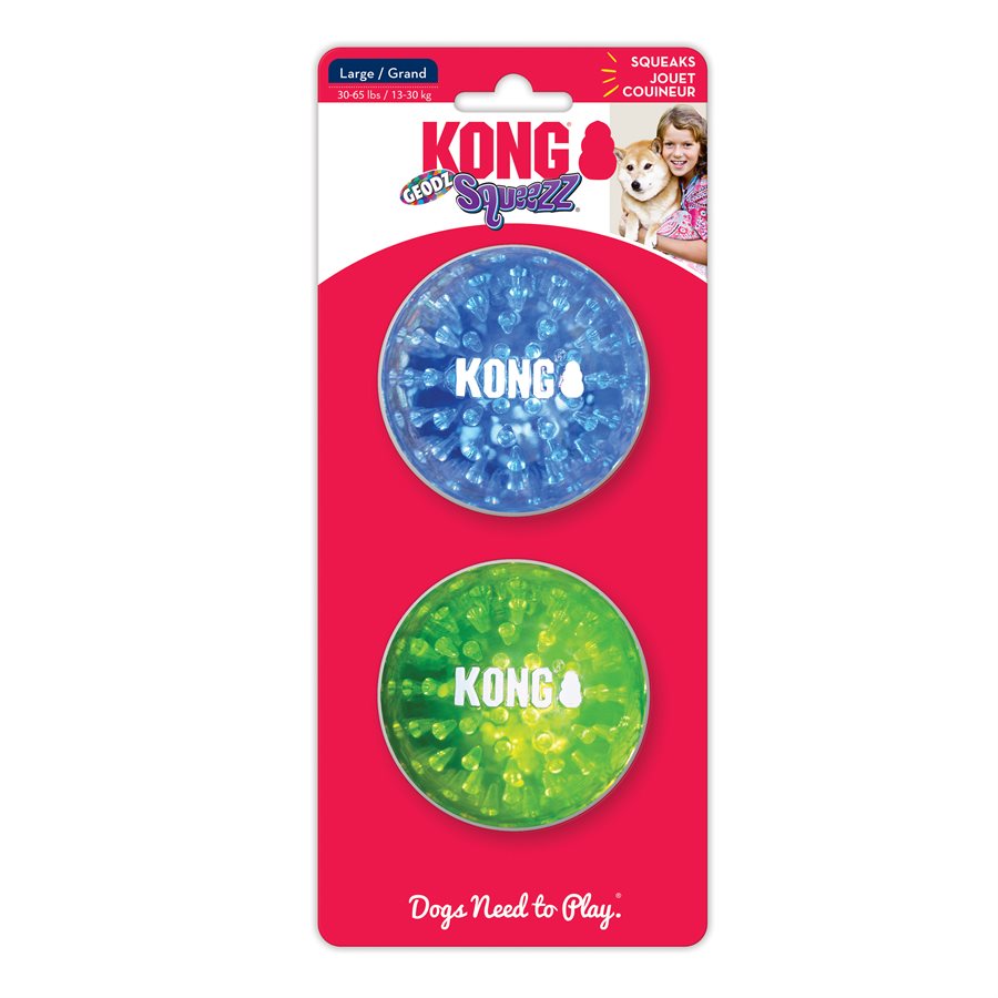 Kong Balles « Squeezz Geodz » Grandes Paquet De 2 Assortis