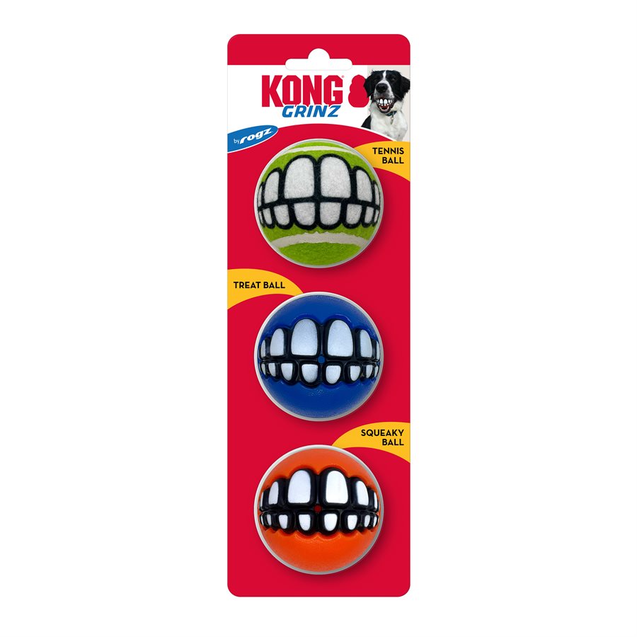 KONG Moyennes Balles « Grinz » Assorties par Rogz 3 MCX